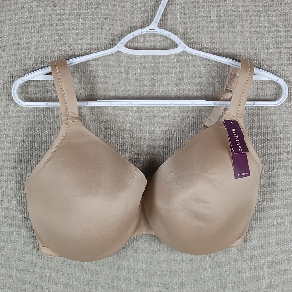 Cacique Totally Smooth Lightly Lined Full Coverage Bra Womens Size 38DDD Tan NWT